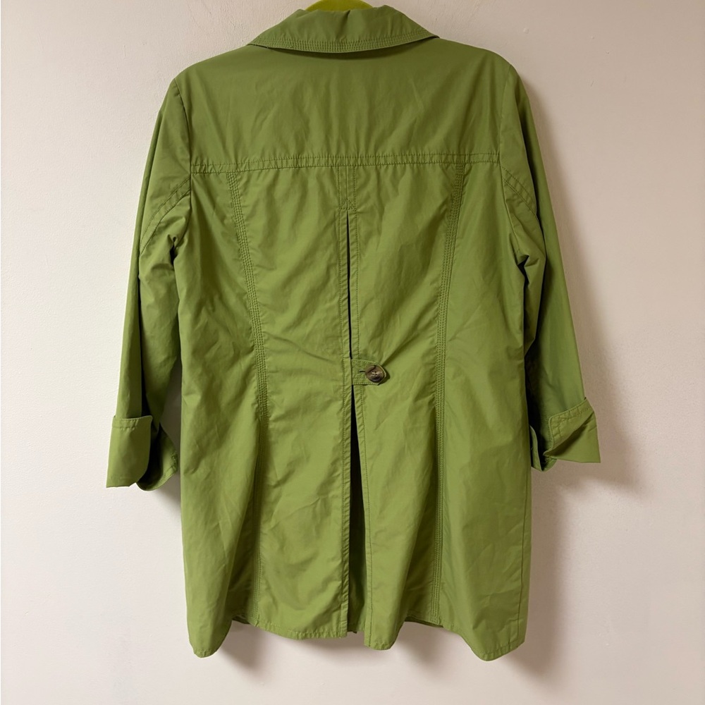 Eddie Bauer Womens Mid Length Rain Trench Coat Green Large - Picture 2 of 13